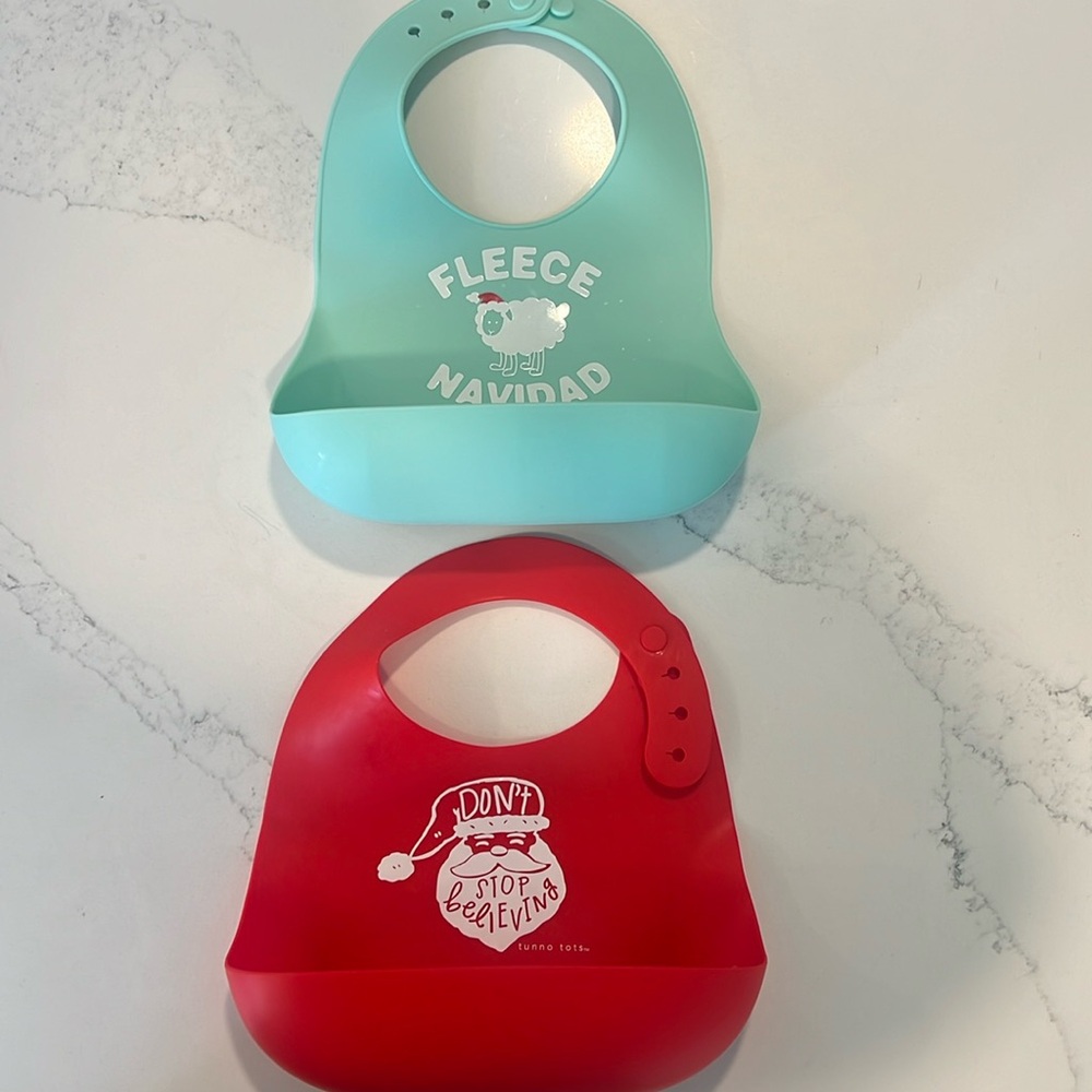 Set of two Christmas silicone bibs